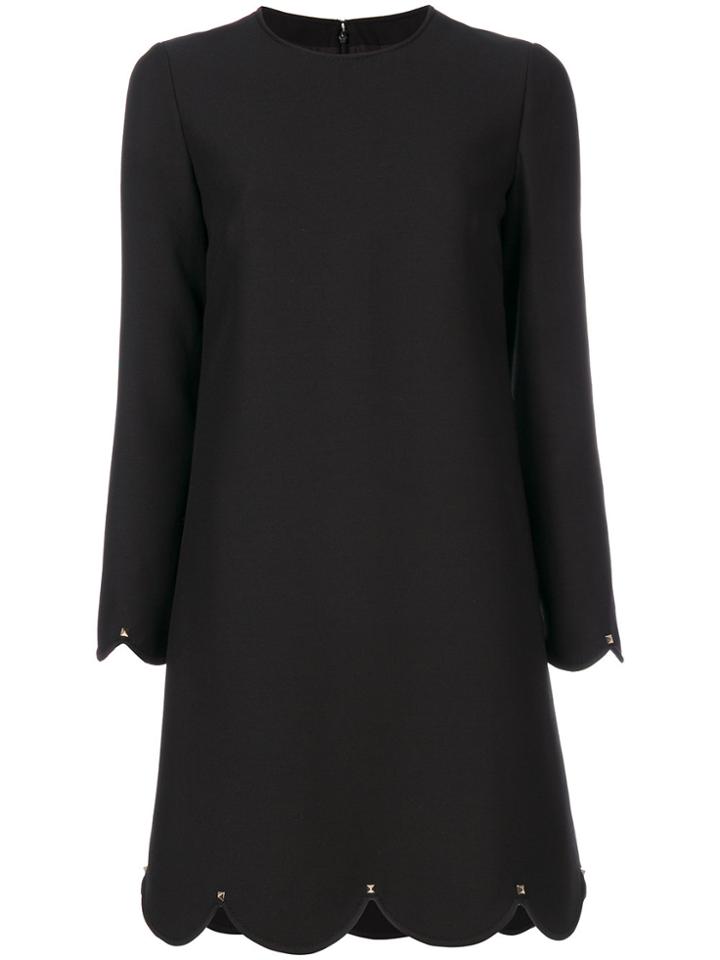 Valentino Scalloped Shift Dress - Black
