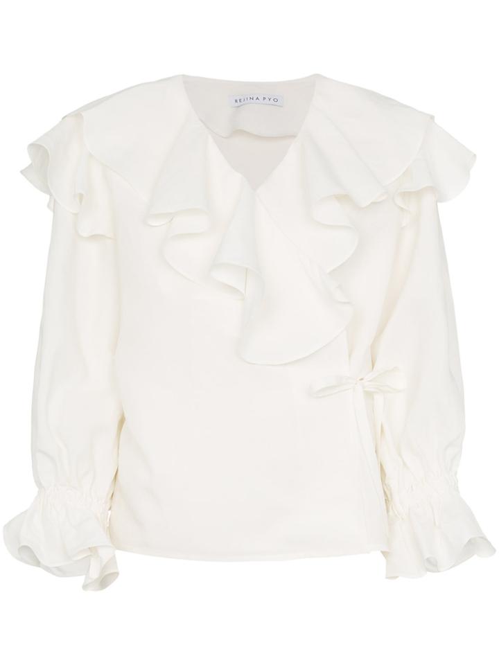 Rejina Pyo White Camila Ruffled Blouse