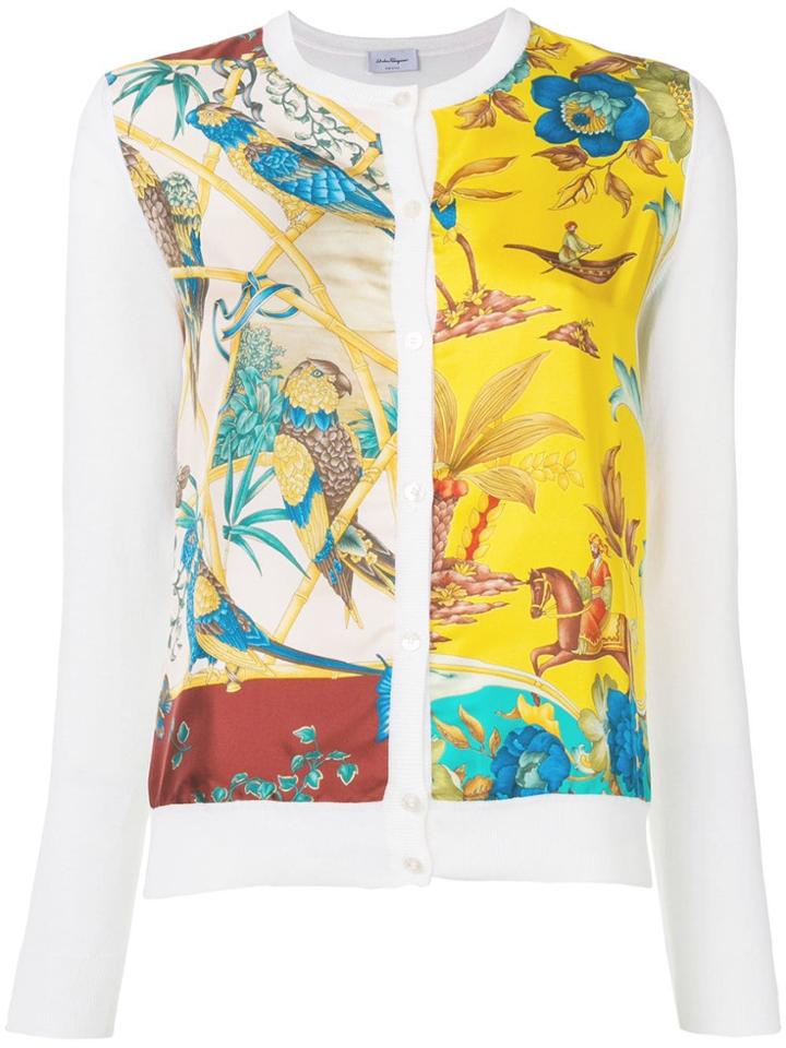 Salvatore Ferragamo Sumatra Print Cardigan - White