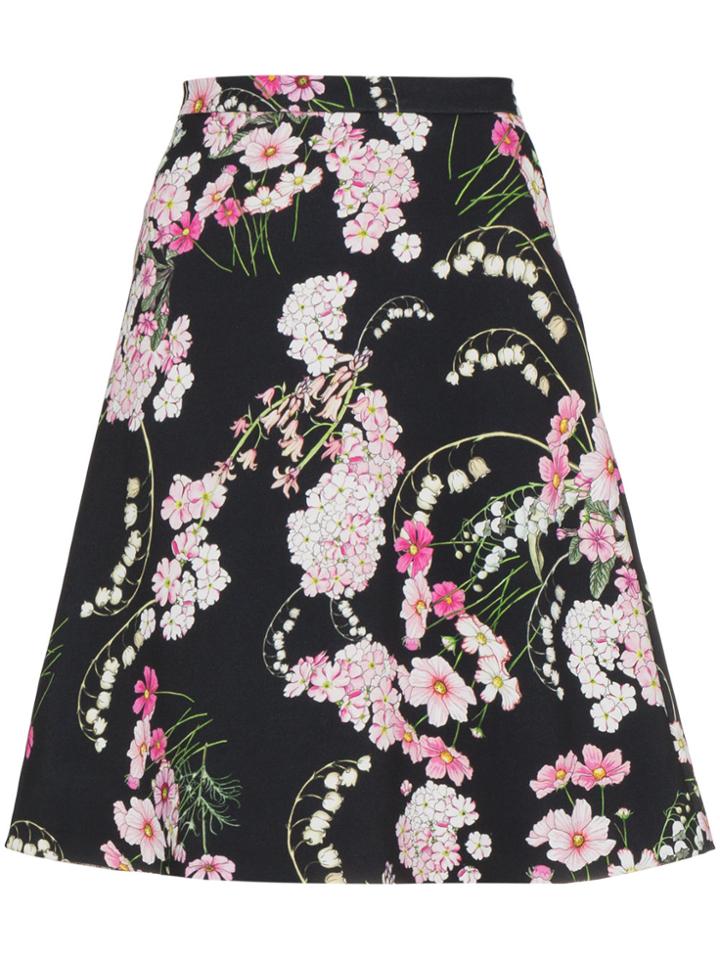 Giambattista Valli Lily Of The Valley Printed Skirt - Black