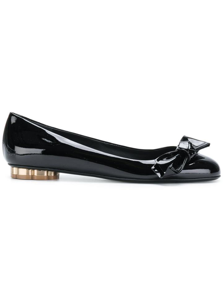 Salvatore Ferragamo Vola Ballerina Shoes - Black