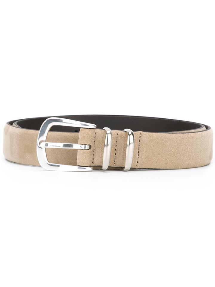 Eleventy Suede Buckle Belt, Men's, Size: 95, Nude/neutrals, Leather
