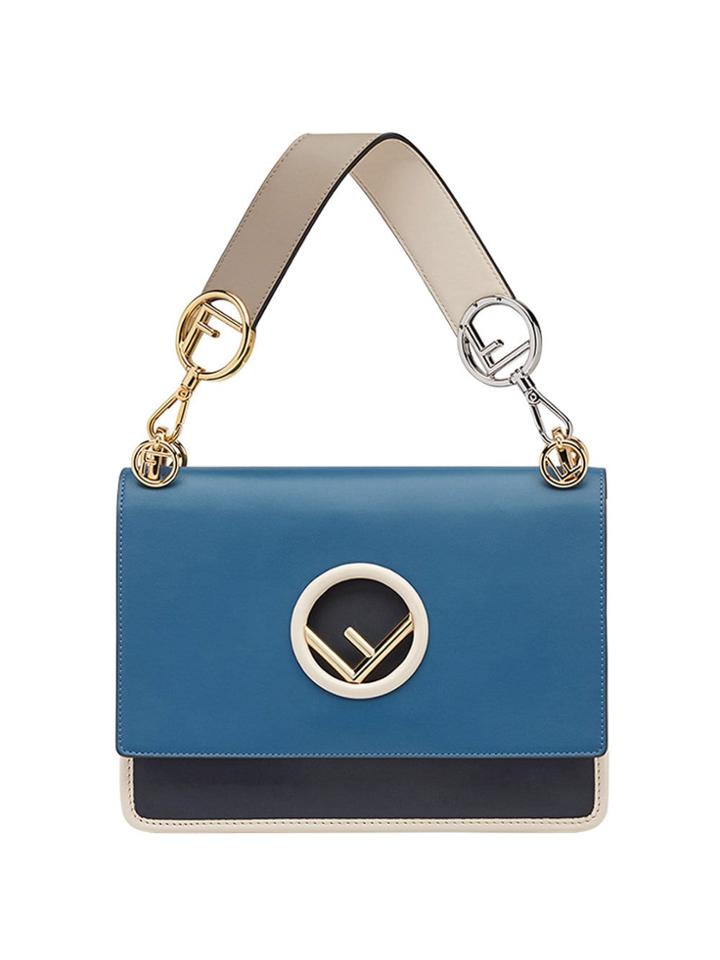 Fendi Blue, Navy And Grey Kan I F Shoulder Bag