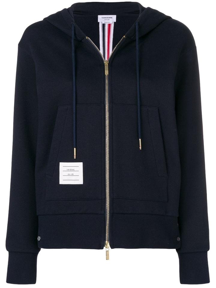 Thom Browne Center-back Stripe Zip-up Hoodie - Blue