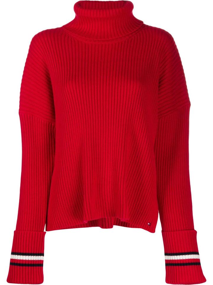 Tommy Hilfiger Ribbed Knit Sweater - Red