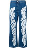 Moschino Brushstroke Effect Cropped Jeans - Blue