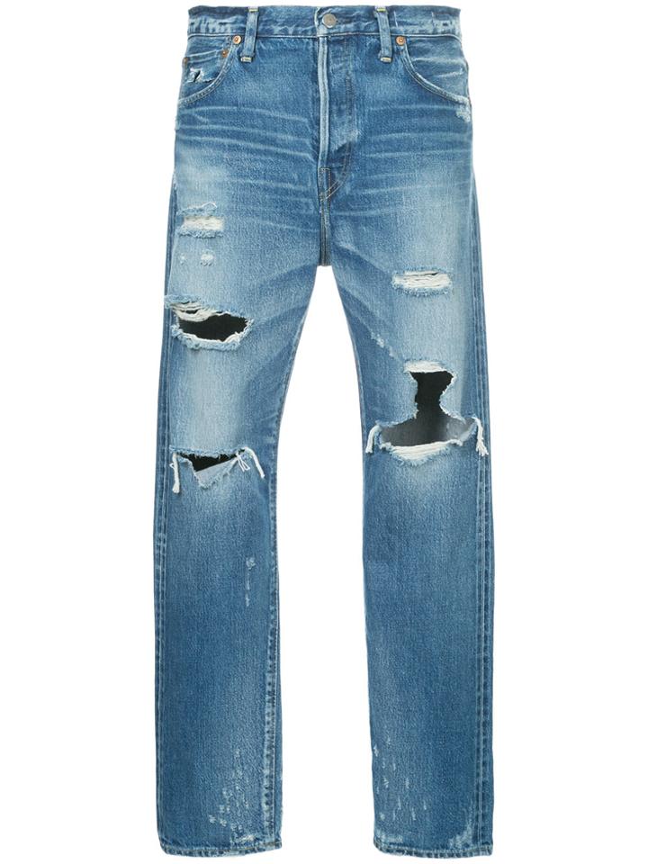 H Beauty & Youth Ripped Straight Leg Jeans - Blue