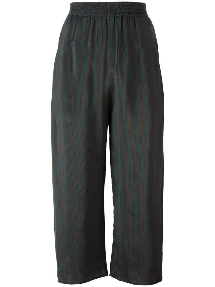 Mm6 Maison Margiela Striped Cropped Trousers, Women's, Size: 40, Grey, Cupro/viscose