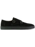 Santoni Cross Strap Loafers - Black