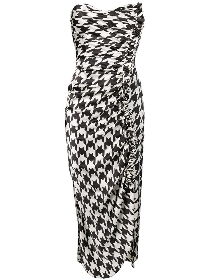 Giuseppe Di Morabito Houndstooth Print Ruched Dress - Black