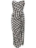 Giuseppe Di Morabito Houndstooth Print Ruched Dress - Black