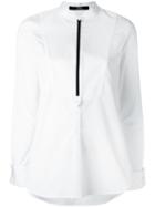 Karl Lagerfeld Zip-neck Shirt, Women's, Size: 42, White, Cotton