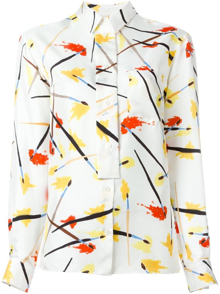 Emilio Pucci Printed Shirt, Women's, Size: 40, White, Silk