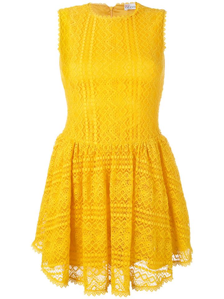 Red Valentino Lace Flared Dress, Women's, Size: Xs, Yellow/orange, Cotton/polyamide/spandex/elastane