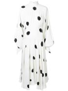 Christopher Kane Dot Print High Neck Dress - White