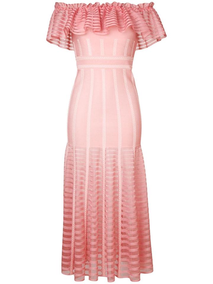 Alexander Mcqueen Off-shoulder Long Dress - Pink