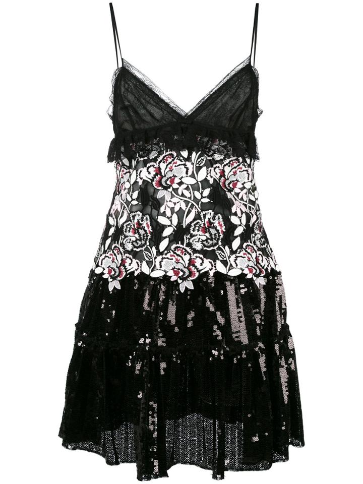 Giambattista Valli Floral Sequinned Dress - Black