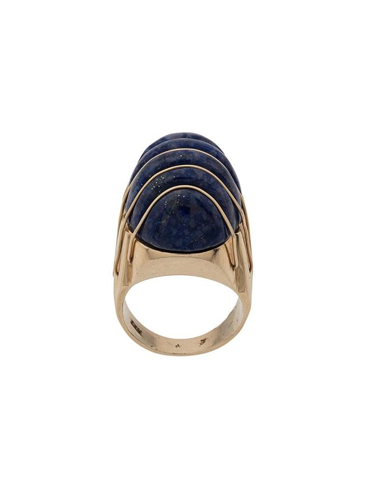 Katheleys Pre-owned 1970s Embossed Oval Ring - Blue