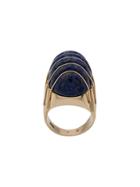 Katheleys Pre-owned 1970s Embossed Oval Ring - Blue