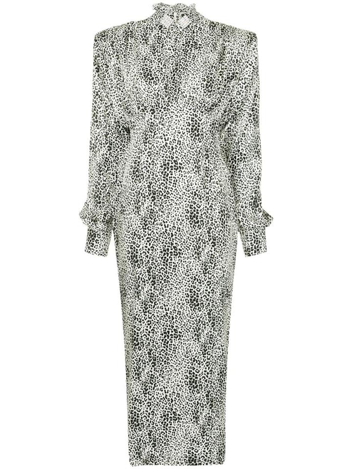 Alessandra Rich Long Leopard Print Dress - Brown