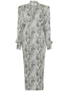 Alessandra Rich Long Leopard Print Dress - Brown