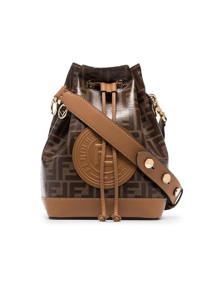 Fendi Tobacco Brown Montresor Large Branding Stamp Bucket Bag