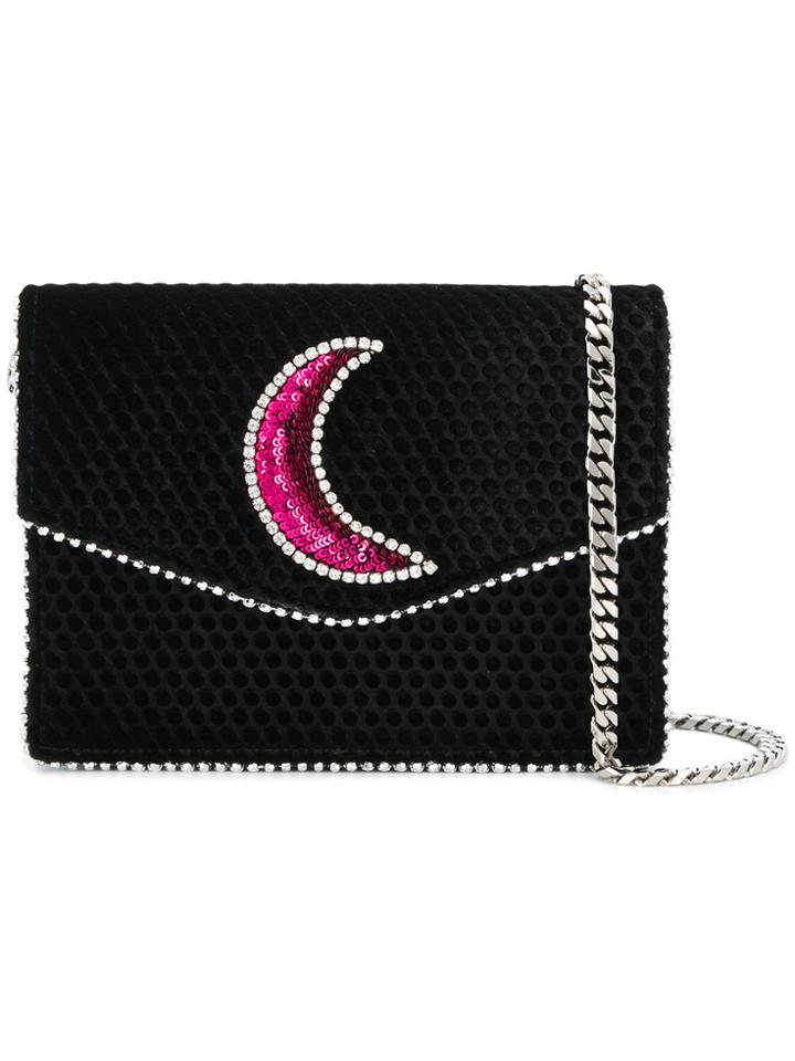 Les Petits Joueurs Moon Sequin Embroidered Crossbody - Black
