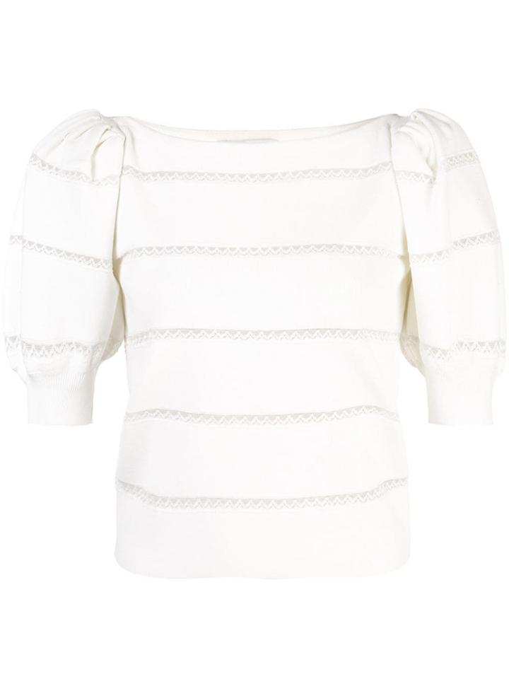 Alice+olivia Lavona Lace Insert Top - White