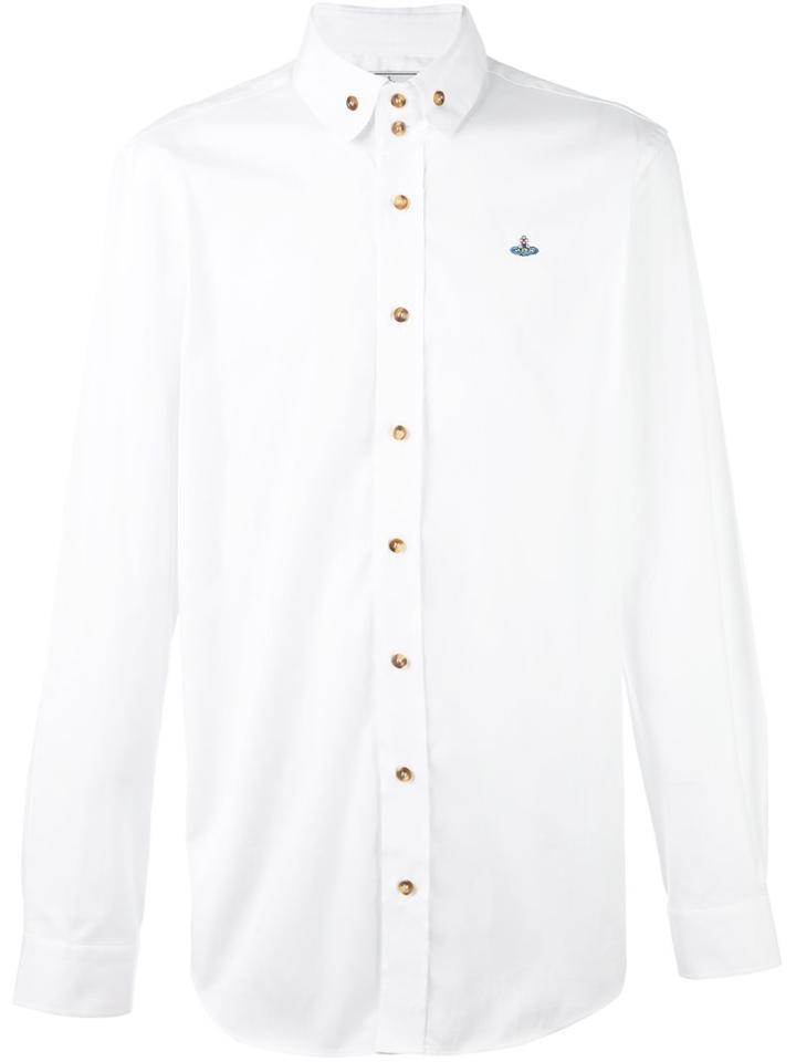 Vivienne Westwood Man Embroidered Logo Shirt, Men's, Size: 50, White, Cotton