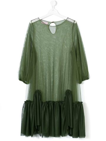 Nunzia Corinna Pleated Sheer Dress - Green