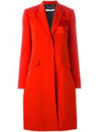 Givenchy Contrast Pocket Coat, Women's, Size: 40, Red, Silk/viscose/wool