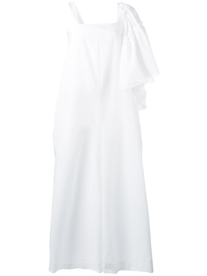 Msgm - Asymmetric Wide Leg Jumpsuit - Women - Cotton/polyester - 38, Women's, White, Cotton/polyester