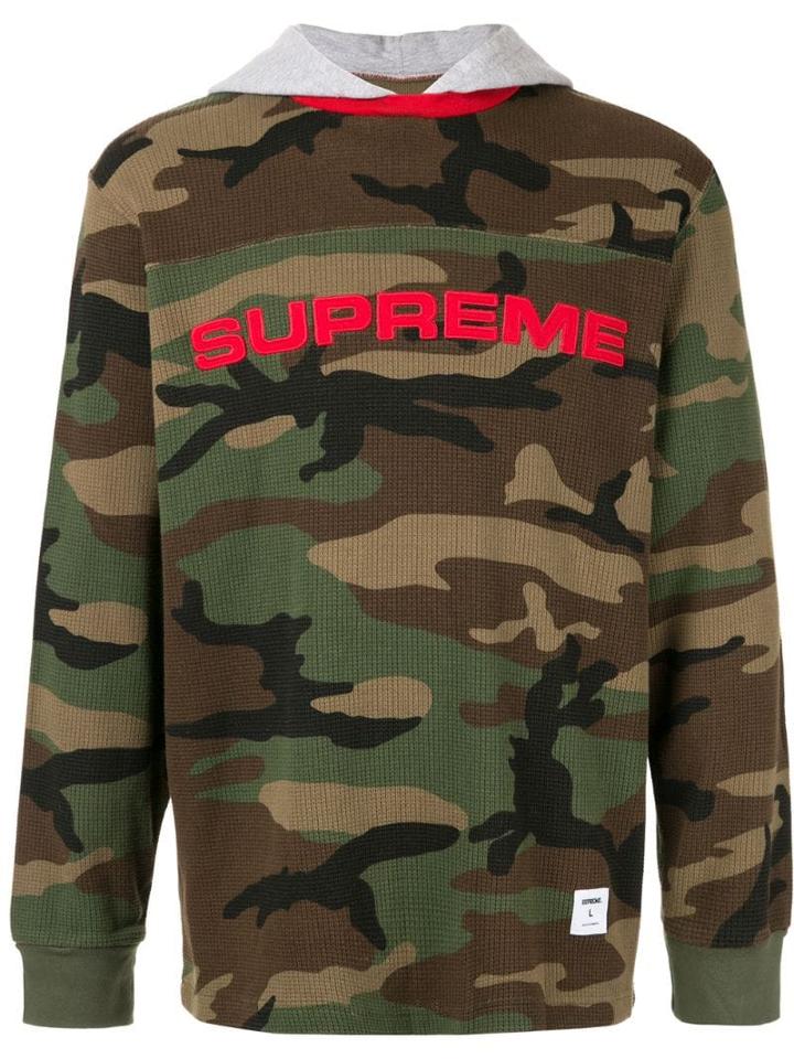 Supreme Hooded Waffle Ringer Top - Green