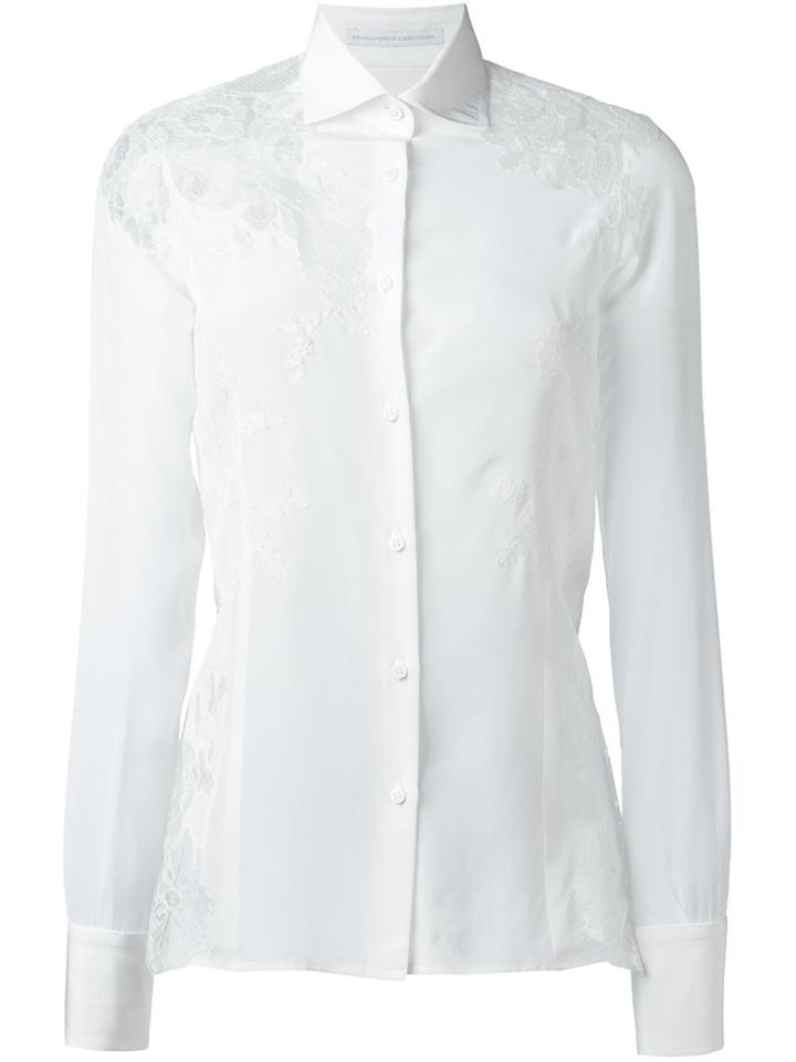 Ermanno Scervino Cut-out Lace Shirt, Women's, Size: 44, White, Silk/polyamide