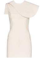 George Keburia Asymmetric Structured Sleeve Mini Dress - Neutrals