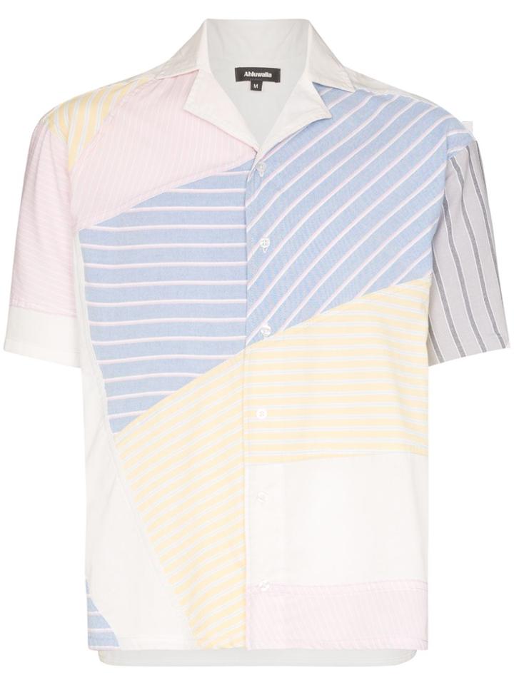 Ahluwalia Patrick Mixed Print Cotton Shirt - Blue