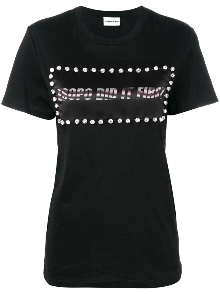 Au Jour Le Jour Embellished Patch T-shirt - Black