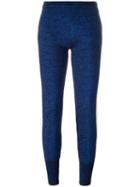 Aviù Side Stripe Leggings, Women's, Size: 40, Blue, Polyester/viscose