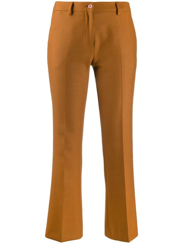Pt01 Flared Cropped Trousers - Brown