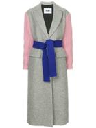 Msgm Ribbed Sleeve Belted Coat - Grey