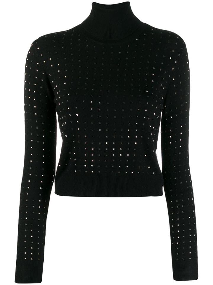 Liu Jo Studded Turtleneck Fitted Blouse - Black