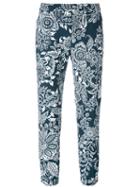 Fay - Cropped Floral Trousers - Women - Cotton - 44, Women's, Blue, Cotton