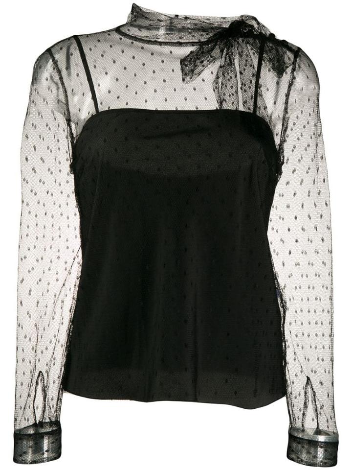 Red Valentino Pussy-bow Neck Tulle Blouse - Black
