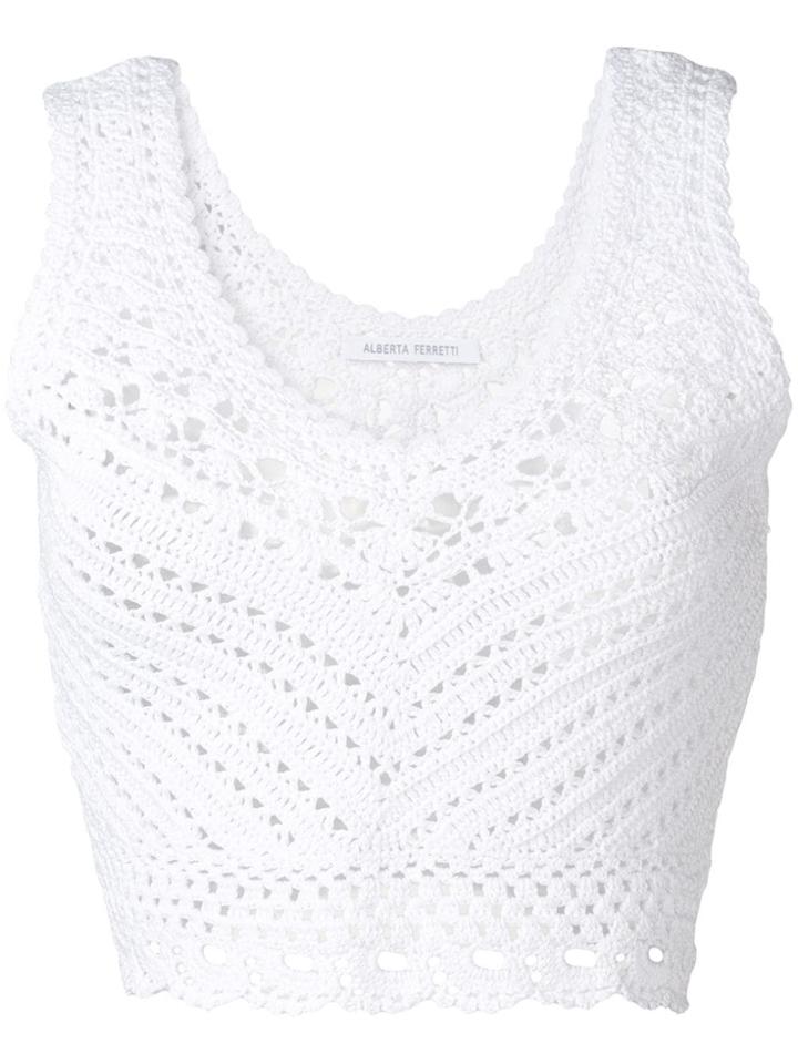 Alberta Ferretti Cropped Knitted Top - White