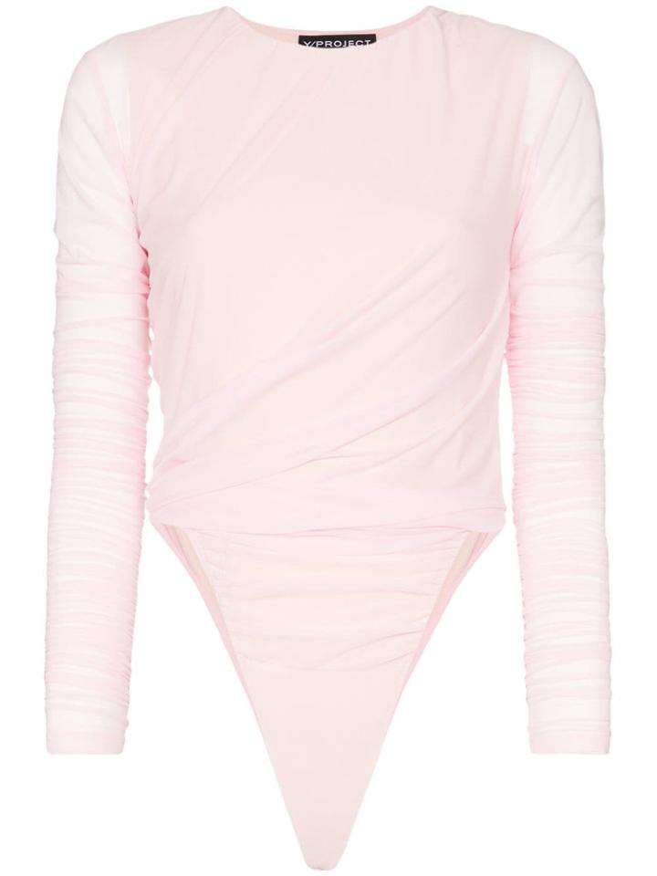 Y/project Cut Out Hip Long Sleeved Bodysuit - Pink