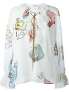 Au Jour Le Jour Ruffled Collar Printed Blouse