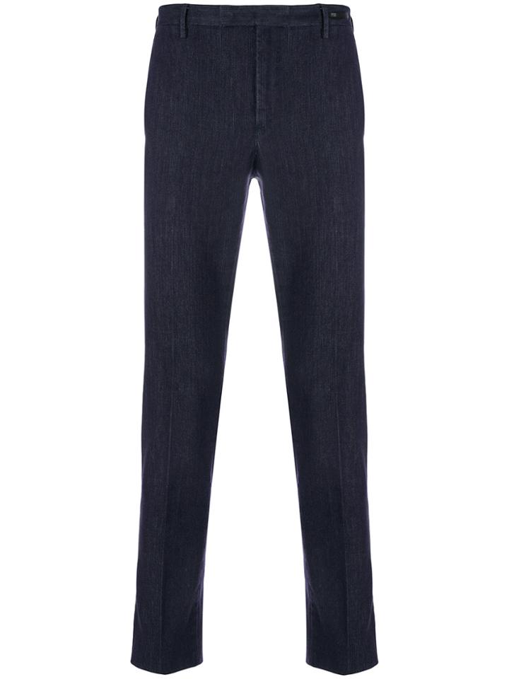 Pt01 Denim-effect Chino Trousers - Blue