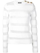 Balmain - Sheer Striped Jumper - Women - Polyamide/mohair/merino - 38, White, Polyamide/mohair/merino