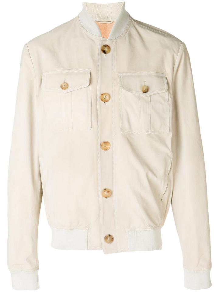 Larusmiani Double Pocket Bomber Jacket - Nude & Neutrals