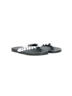 Mc2 Saint Barth Kids Teen Pom-pom Embellished Flip Flops - Black
